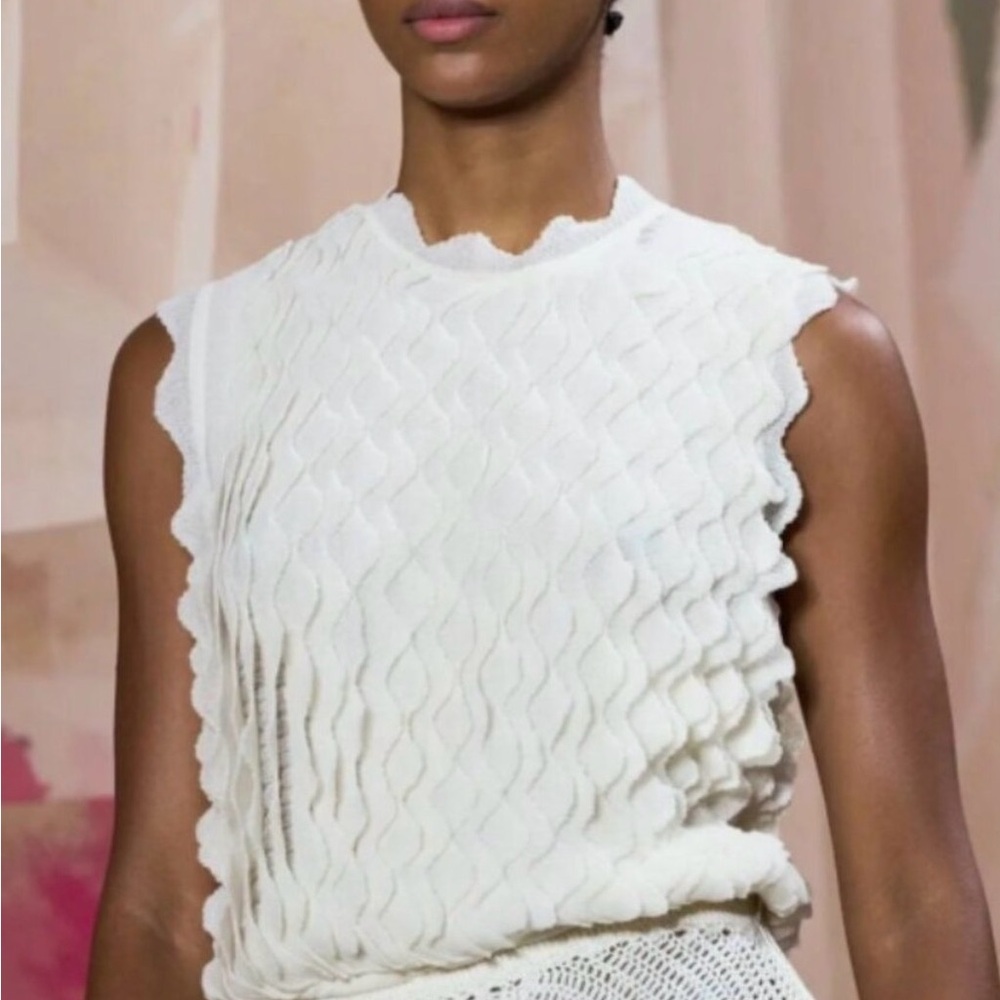 Ulla Johnson Cream Textured Sleeveless Knit Tank